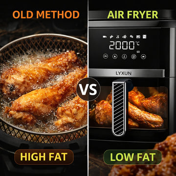 Friteuza cu Aer Cald Lyxun LX2735 Capacitate 6.5L 2000W Airfryer Digital Touch fara Ulei, Negru