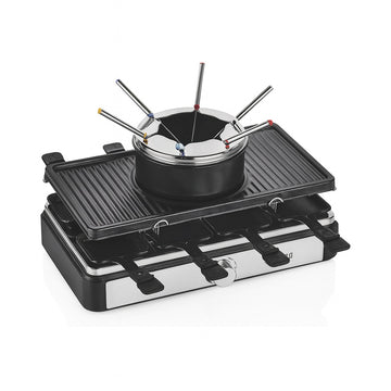 Gratar electric cu fondue ZILAN ZLN8856 – Raclette 3 in 1, 1400W, Termostat reglabil, Antiaderent, Negru