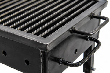 Gratar gradina profesional Pexor L 40 X 60 CM metal gros, pentru carbune si lemne, picioare 60 cm, gri