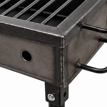 Gratar gradina profesional Pexor M 35 X 50 CM metal gros 3MM, pentru carbune si lemne, sita inox, picioare 50 cm, gri