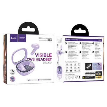 Handsfree Bluetooth Hoco Shadow EQ6, TWS, BT 5.3 - Mov