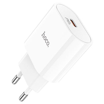 Incarcator Retea + Cablu Lightning Hoco C94A, 1m, PD20W, 1xUSB-C, PPS/QC3.0/FCP/AFC - Alb