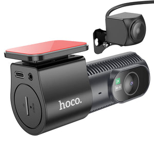 Camera Video Hoco DV8, pentru Masina, HD 2K, cu Mini LCD Fata + Camera Spate - Negru