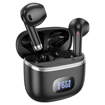 Casti Wireless Hoco EQ1, Ear Buds, BT 5.3, 180h StandBy, 400mAh, Display LED, MusicGuide - Negru