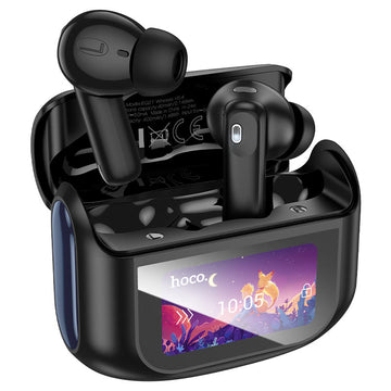 Casti Wireless Hoco EQ21, Ear Buds, BT 5.4, 40/400mAh, ANC+ENC, Touchscreen - Negru miezul noptii / Negru