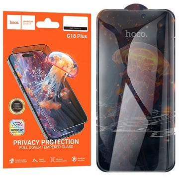 Folie Privacy Hoco G18 Plus pentru iPhone 16 Plus, ArcEdge, AntiSpy - Rama neagra