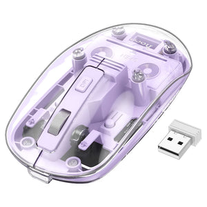 Mouse Hoco GM29, pentru PC/Laptop, Dual Mode BT / Wireless - Transparent / Mov