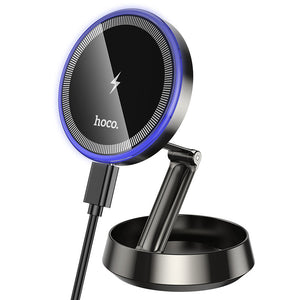Suport Auto cu Incarcare Wireless Hoco HW33, DashBoard\, Magnetic Ring - Metall gri