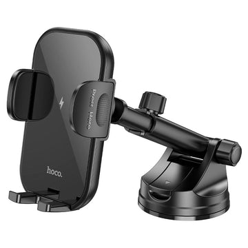 Suport Auto cu Incarcare Hoco HW5, cu Cleme Laterale, Montaj Bord, Brat Ajustabil - Negru