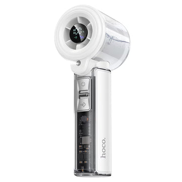 Cooler Hoco HX613, Portabil, X5 Viteze, 1200mAh, 2.5h, cu Spary, Digital LED - Alb