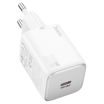 Incarcator Retea + Cablu Lightning Hoco N40, 20W, 1xUSB-C, PD - Alb