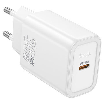 Incarcator Retea + Cablu Lightning Hoco N62, 1m, PD30W, 1xUSB-C, 1xUSB-A - Alb