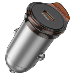 Incarcator Auto Hoco NZ16, PD30W + Cablu USB-C, 1m, Fast - Metallic | gri