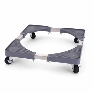 Suport Reglabil Zilan pentru Aragaz sau Masina de Spalat - Corp Metalic cu Colturi din Plastic, 4 Roti cu Blocare, Sarcina Maxima 300 kg - Inaltime Reglabila 65 cm, Gri