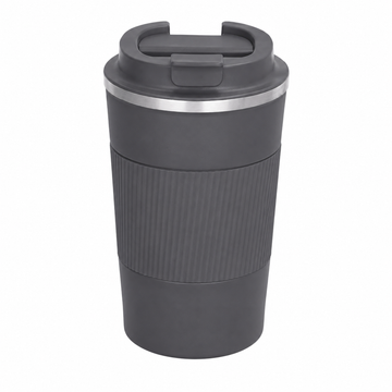 Cana Termos Zilan de 510 ml pentru Cafea - Tine Cafeaua Calda 6 Ore si Racoritoarea Rece 12 Ore, Incape in Suportul Masinii - Inox 304 cu Pereti Dubli, Manson Silicon, Gri