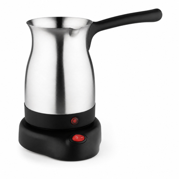Ibric Electric Zilan pentru Cafea Turceasca - Fierbe Direct in Vas, Fara Aragaz, cu Baza Rotativa 360 Grade - 800 W, 500 ml, 6 Cesti, Rezistenta Ascunsa, Otel Inoxidabil