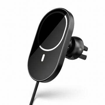 Suport auto cu incarcare wireless Hoco CA90, MagSafe, magnetic, prindere ventilatie, negru
