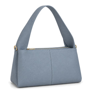 Misariva Verona Midi - Geanta de Umar din Piele Naturala Made in Italy, Albastru Prafuit