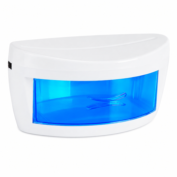 Sterilizator UV-C Profesional Vionex cu Sertar - Salon Coafor, Frizerie, Manichiura - Lampa 8W, Ciclu 30-45 min, Oprire Automata, Alb si Albastru