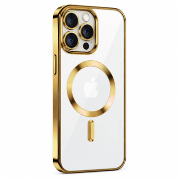 Husa Plating pentru iPhone 15 Pro, Silicon cu MagSafe, ElectroEdge - Auriu