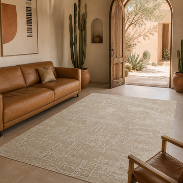 Covor Lirofe Stone Pure Crem Bej Deschis - Efect Marmura Stralucitor Modern - Living, Sufragerie, Dormitor, Bucatarie, Hol - Fir Scurt 11 mm, Usor de Curatat