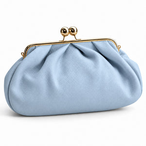 Misariva Procida Midi - Geanta cu Rama din Piele Naturala Made in Italy, Bleu