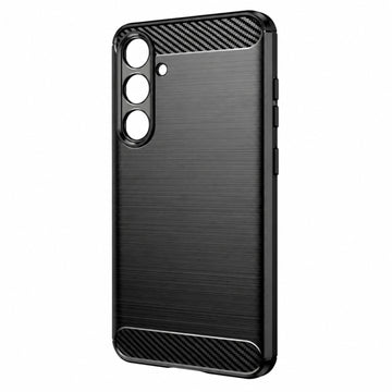 Husa Brush pentru Samsung S25 Plus, TPU, Metall Look - Negru