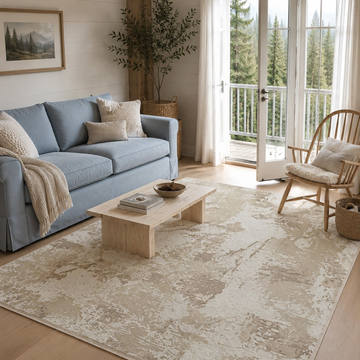 Covor Lirofe Stone Nordic Crem Bej - Efect Marmura Stralucitor Modern - Living, Sufragerie, Dormitor, Bucatarie, Hol - Fir Scurt 11 mm, Usor de Curatat