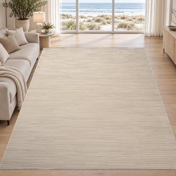 Covor Lirofe Stone Loft Crem Bej - Efect Dungi Fine Melanj Modern - Living, Sufragerie, Dormitor, Bucatarie, Hol - Fir Scurt 11 mm, Usor de Curatat