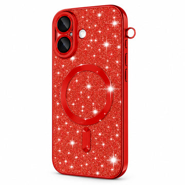 Husa MagSparks pentru iPhone 17, Glitter, Dual Layer, Lens Cover - Rosu