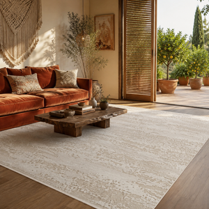 Covor Lirofe Stone Pure Crem Bej - Efect Marmura Stralucitor Modern - Living, Sufragerie, Dormitor, Bucatarie, Hol - Fir Scurt 11 mm, Usor de Curatat