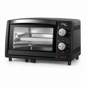 Cuptor Electric Zilan ZLN4328 Roza 9 L, cu Usa Sticla Dubla, 2 Elemente de Incalzire cu Cuart, Temporizator cu Sonerie, Gratar Cromat, Negru
