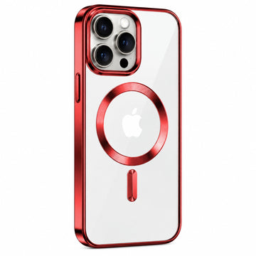 Husa Plating pentru iPhone 15 Pro, Silicon cu MagSafe, ElectroEdge - Rosu
