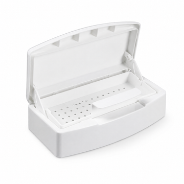 Cutie Profesionala Vionex pentru Dezinfectarea Instrumentelor - Salon Manichiura, Cosmetica, Frizerie - Tavita cu Ridicare Automata, 22x12x7.5 cm, Alb