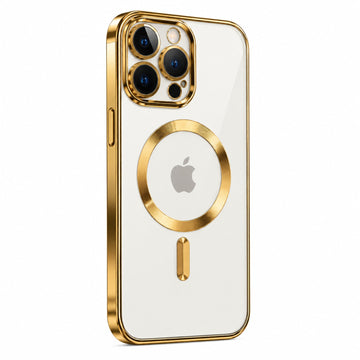 Husa Plating pentru iPhone 14 Pro Max, Silicon cu MagSafe, ElectroEdge - Auriu