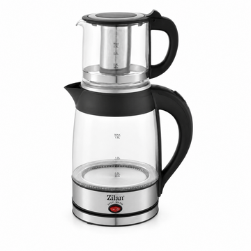 Aparat de Ceai Zilan 2 in 1 cu Fierbator 1.8L si Vas de Ceai 0.8L, Element Incalzire Ascuns Inox, Functie Pastrare la Cald, Baza Rotativa 360°