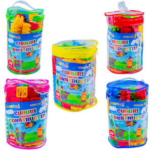 Jucarie set cuburi pentru constructie RT, 36 de piese, plastic, 16036