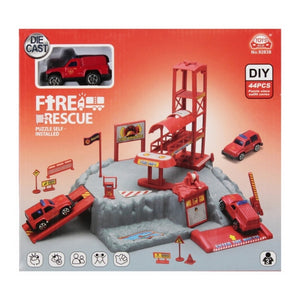 Jucarie set parcare Pompieri MegaCreative 573972, masina+accesorii, 26x24x7cm, pvc, +3ani