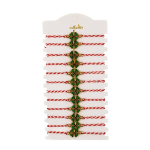Martisor - Bratara cu snur textil, trifoi, set 12 buc