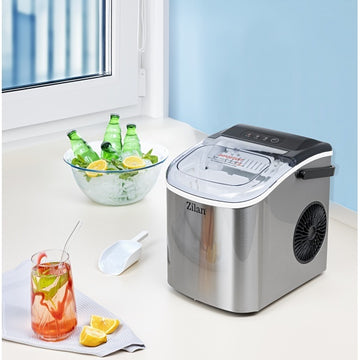 Masina de facut gheata Zilan ZLN1177, 12-15kg/zi, rezervor 2L, 95W, otel inoxidabil