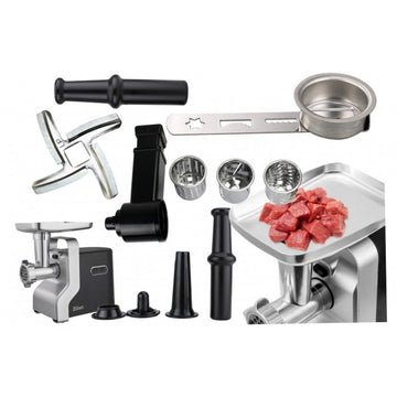 Masina de tocat carne multifunctionala Zilan ZLN0126 – 2100W, 3 viteze, accesorii feliere si carnati, cutit inox, negru/gri