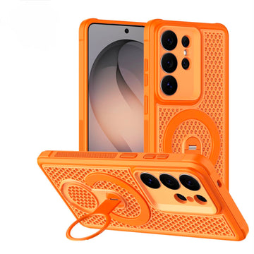 Husa MeshMag pentru Samsung A18, KickStand, Magnet Ring - Portocaliu