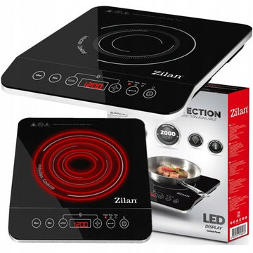 Plita cu inductie Zilan ZLN8078, 2000W, 10 functii de gatire, geam din cristal negru, timer 3 ore, oprire automata, protectie la supraincalzire