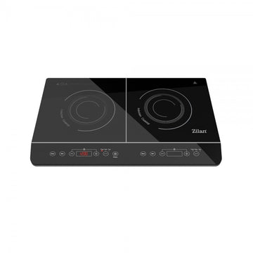 Plita cu inductie Zilan ZLN8088, 3500W, doua ochiuri, 10 functii de gatire, geam din cristal negru, timer 3 ore, oprire automata
