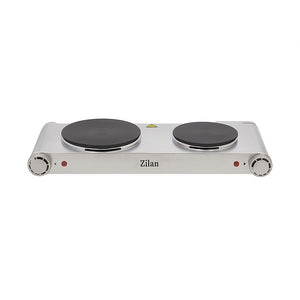 Plita electrica dubla 2250W, Zilan ZLN0542, 2 ochiuri fonta, termostat reglabil, protectie supraincalzire, inox