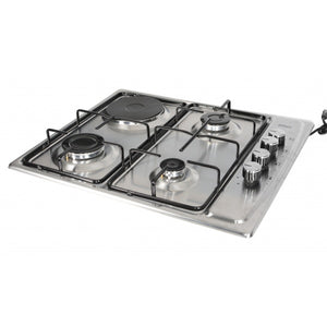 Plita incorporabila Zilan ZLN-1918, inox, 3 gaz + 1 electric, GPL/gaz natural, 58x50 cm, aprindere electrica