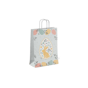 Punga cadou Colorarte 30653, B4, 26x35x12cm, 90g/mp, motive Paste, manere din hartie rasucita