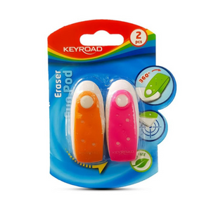 Radiera Keyroad FunPod KR970225, ovala, 56x22x13mm, diverse culori, rotativa, protectie plastic, blister 2 buc