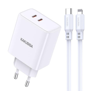 Incarcator Retea + Cablu Lightning Kaku KSC-923, 40W, 2xUSB-C, PD - Alb
