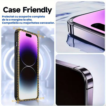 Folie Clear pentru iPhone 15 Plus, AntiStatic Glass - Transparent / Negru